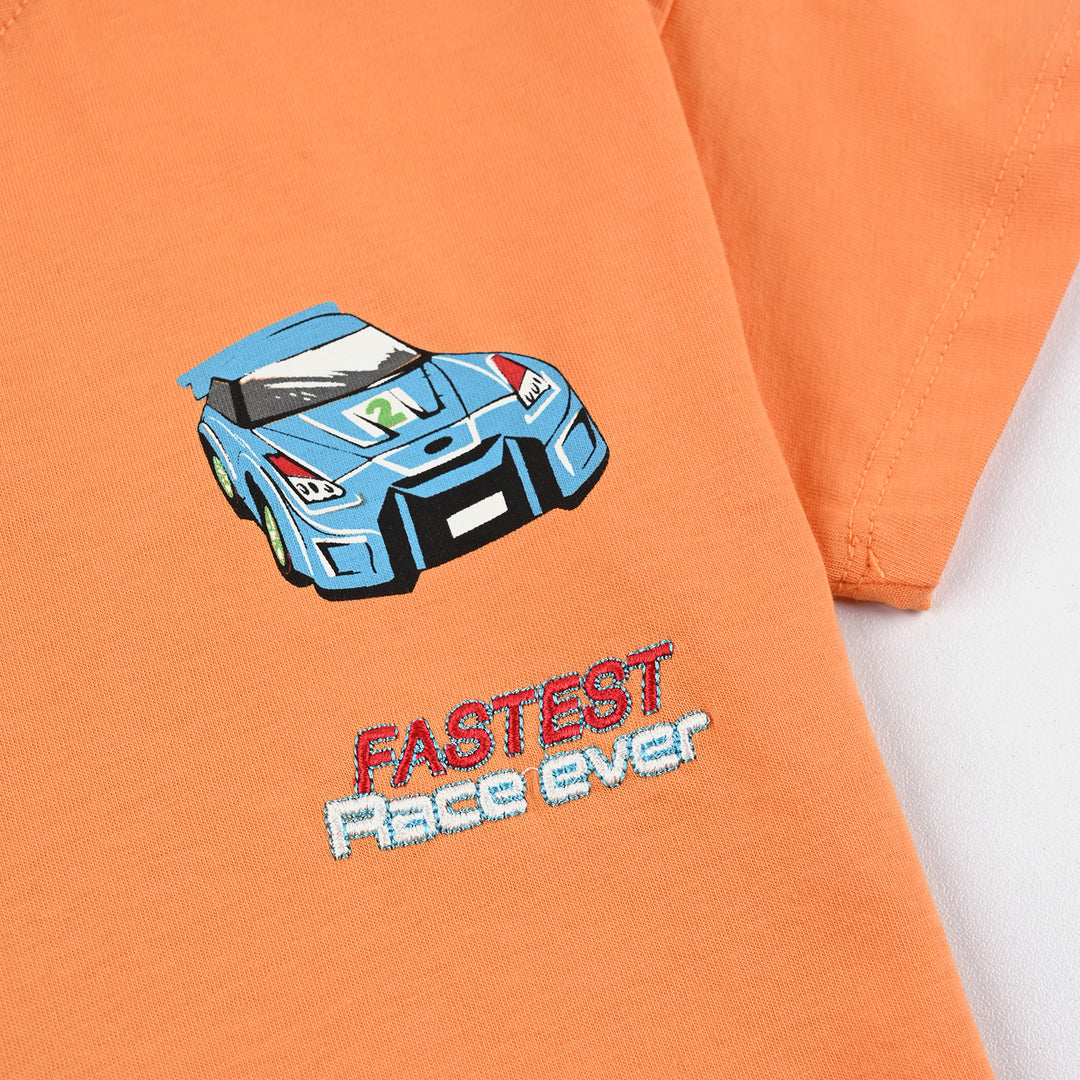 Boys Cotton Jersey T-Shirt H/S Fastest Race Ever