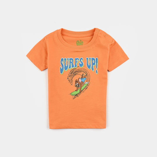 Infant Boys Cotton Jersey Round Neck T-Shirt Surfs UP-B/Orange