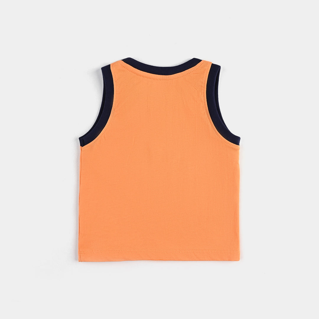 Infant Boys Cotton Jersey Sando Under The Sea-Black/Orange