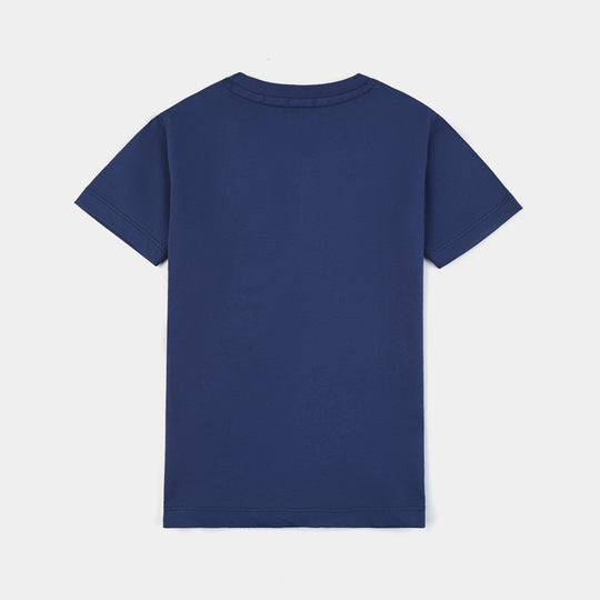 Boys Cotton Jersey T-Shirt H/S Racing Car-Navy Blue