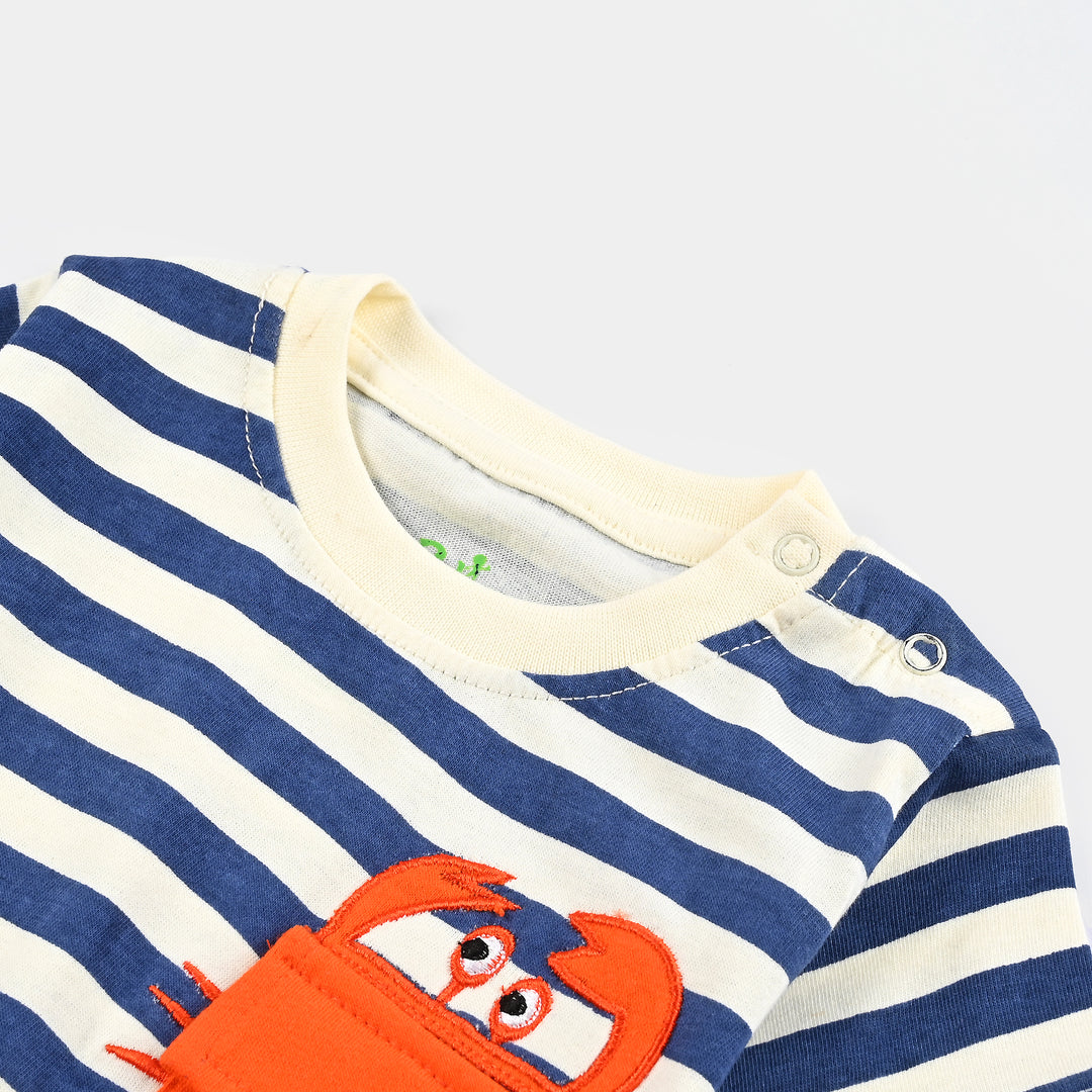 Infant Boys Cotton Jersey Round Neck T-Shirt (Fish & Crab) - Multicolor