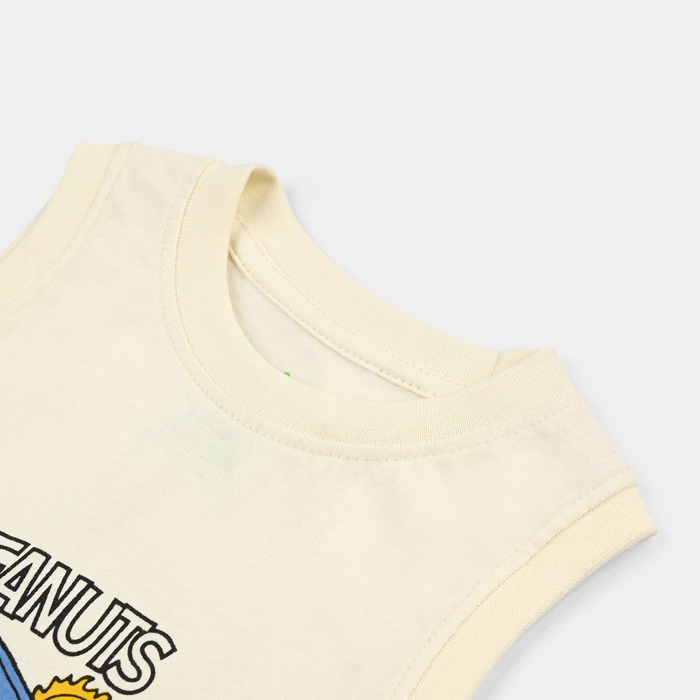 Infant Boys Cotton Jersey Sando Peanuts-Vanilla Ice