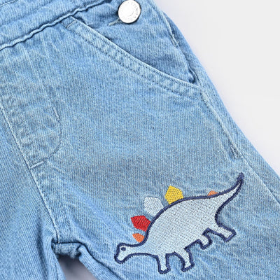 Infant Boys Denim rigid Denim Dungaree Dino-LIGHT BLUE