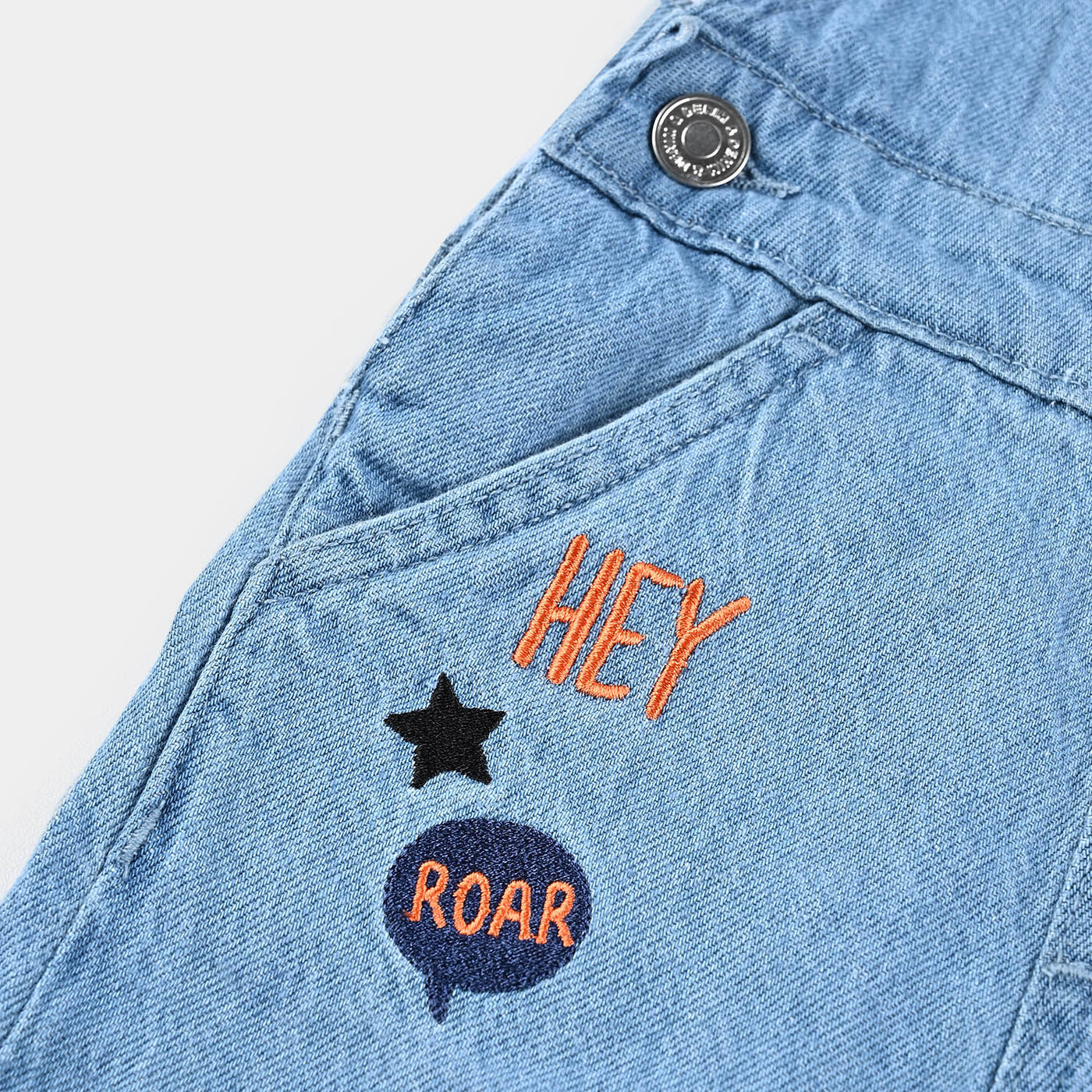 Infant Boys Denim rigid Dungaree Roar-Mid Blue