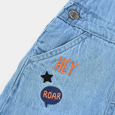 Infant Boys Denim rigid Dungaree Roar-Mid Blue