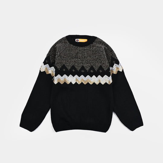 Girls Acrylic Sweater Shimmer-Black/Gold