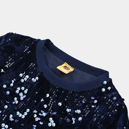 Girls Velvet Sweatshirt SEQUENCE-NAVY