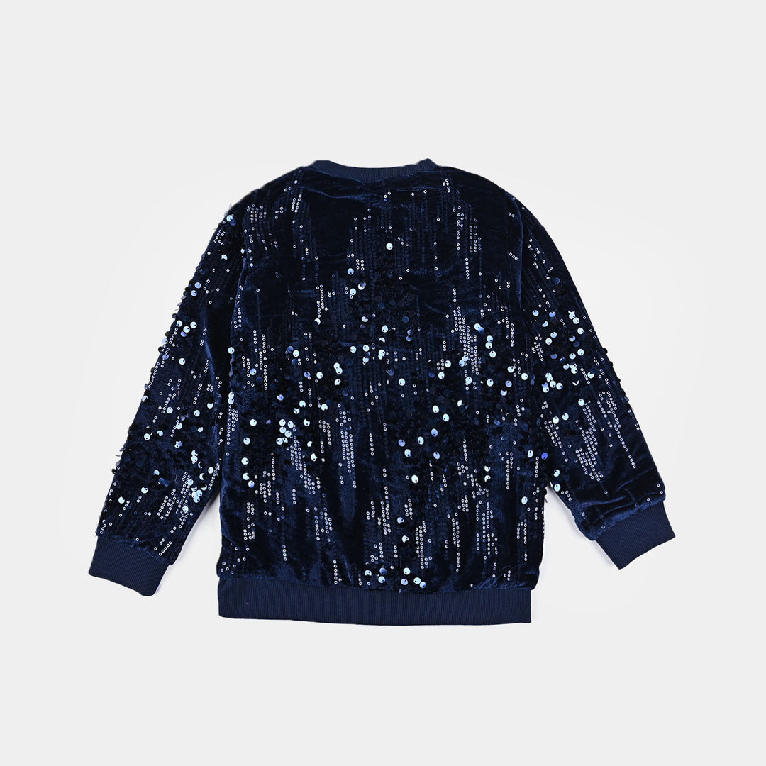 Girls Velvet Sweatshirt SEQUENCE-NAVY