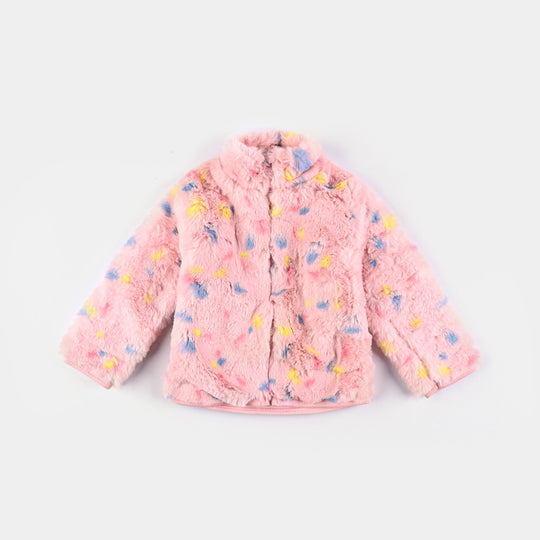 Infant Girls Sherpa Jacket Multi Dot-Pink