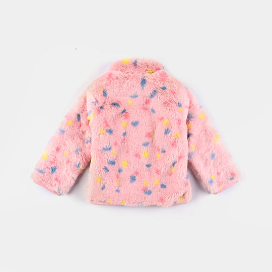 Infant Girls Sherpa Jacket Multi Dot-Pink