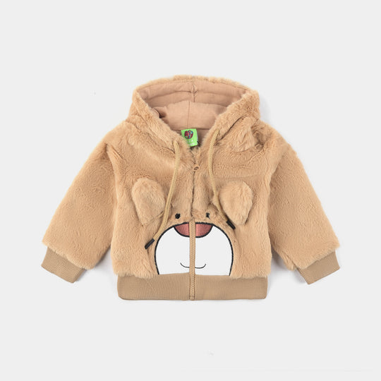 Infant Girls Sherpa Jacket Bear-Beige