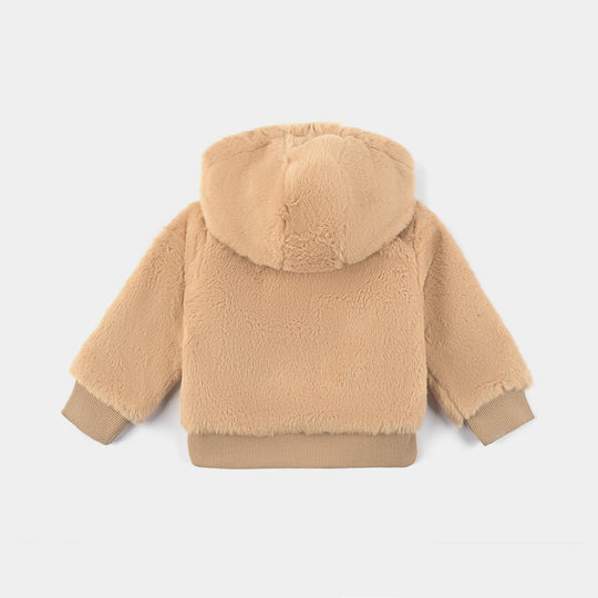 Infant Girls Sherpa Jacket Bear-Beige