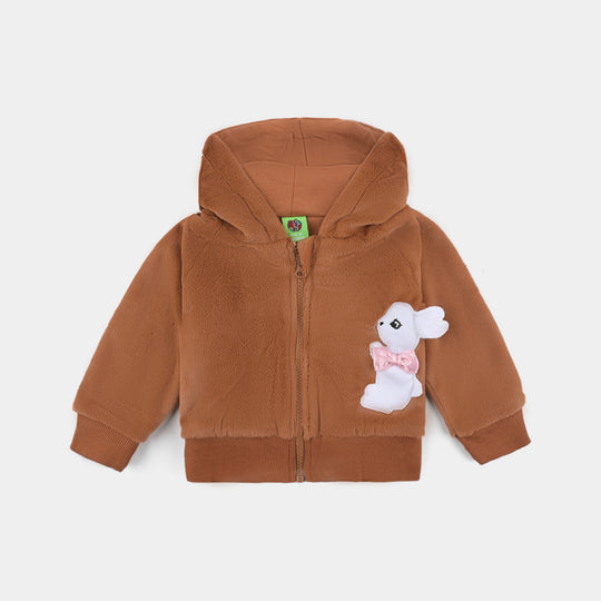 Infant Girls Sherpa Jacket Rabbit-BROWN