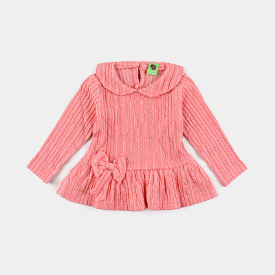 Infant Girls Jacquard Knitted Suit Cute-Peach