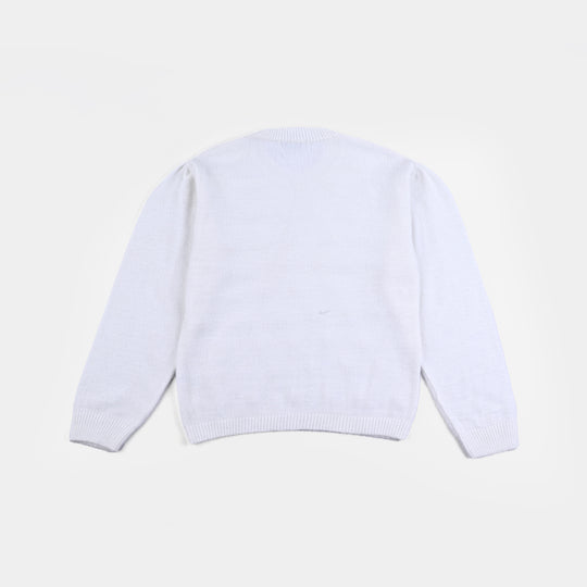 Teens Girls Acrylic Cropped Sweater-White