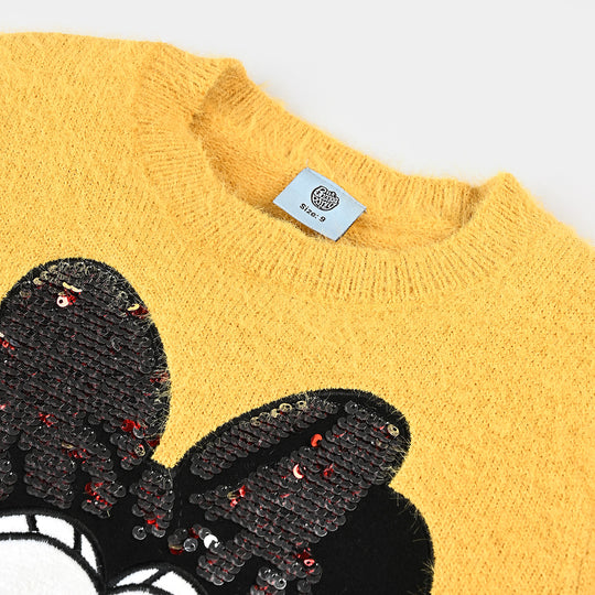 Girls Acrylic Sweater-Yellow