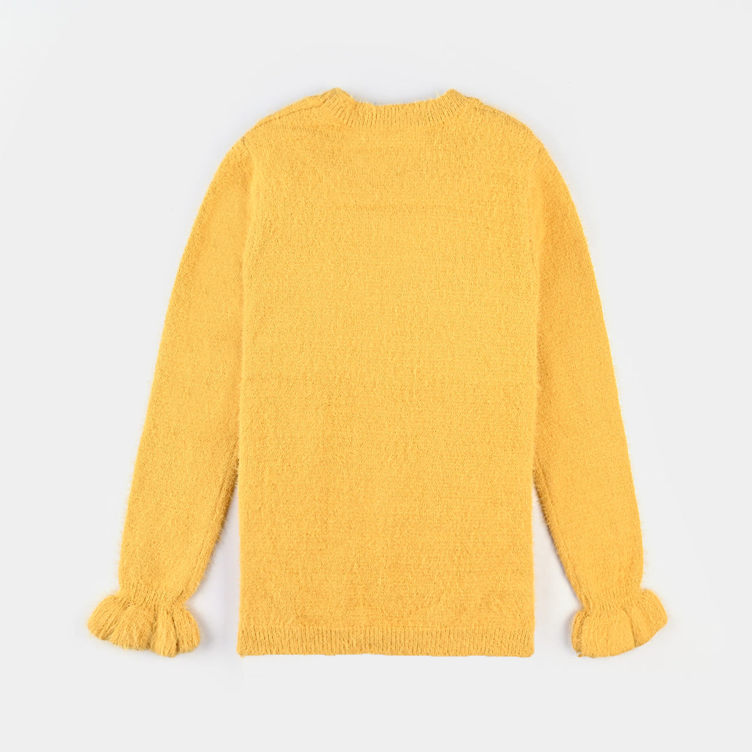 Girls Acrylic Sweater-Yellow