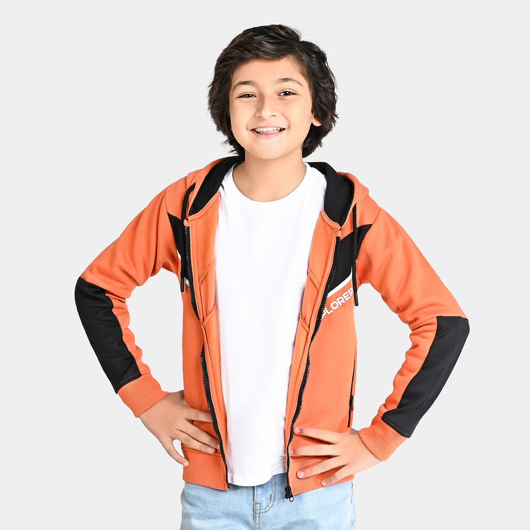 Boys Fleece Knitted Jacket Explorer-Apr.Orange