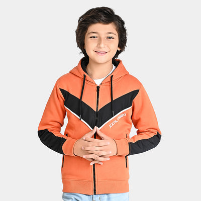 Boys Fleece Knitted Jacket Explorer-Apr.Orange