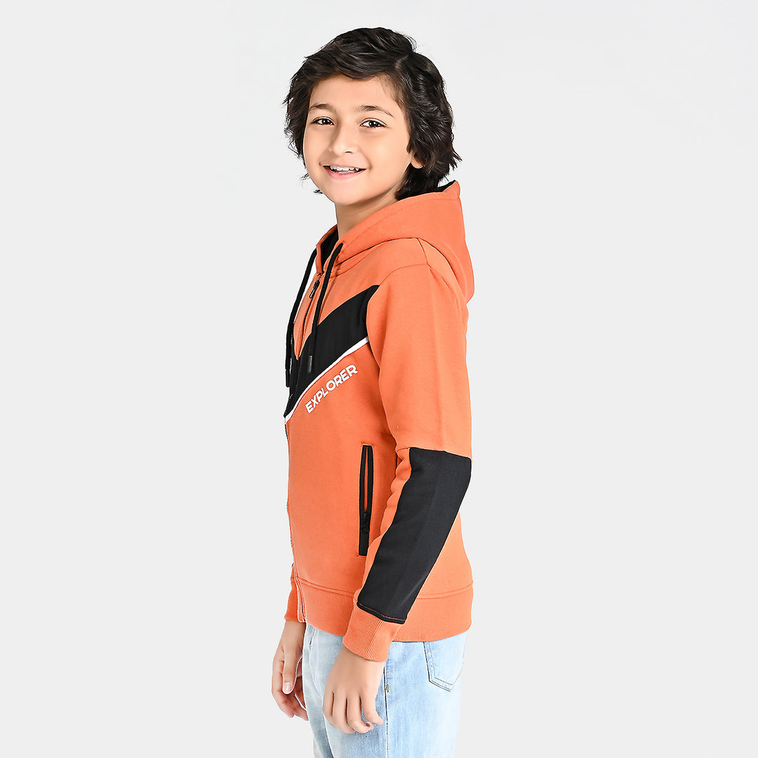 Boys Fleece Knitted Jacket Explorer-Apr.Orange