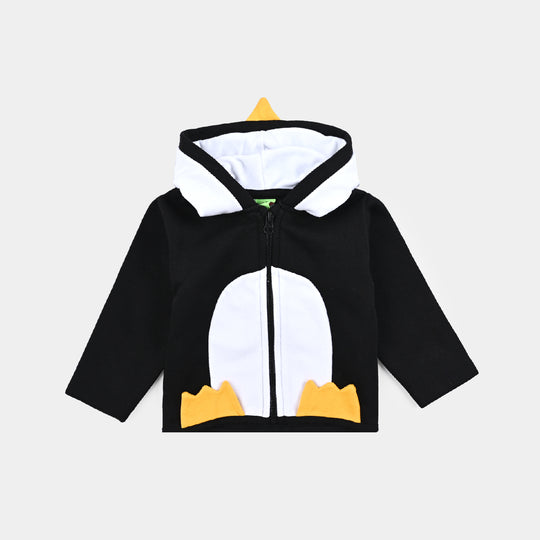 Infant Boys Velour Knitted Jacket Penguin-Jet Black