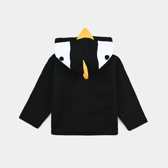 Infant Boys Velour Knitted Jacket Penguin-Jet Black