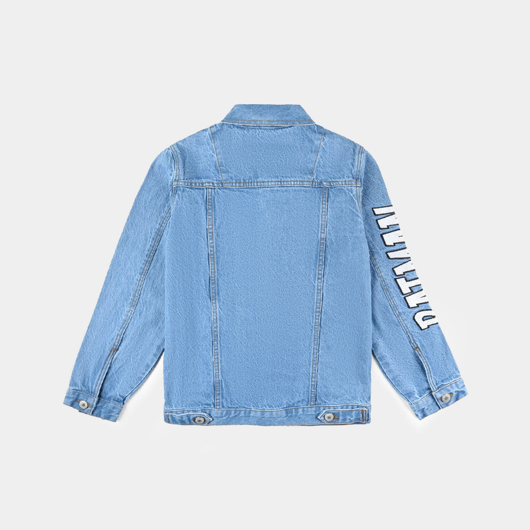 Boys Denim rigid Woven Jacket-Mid Blue