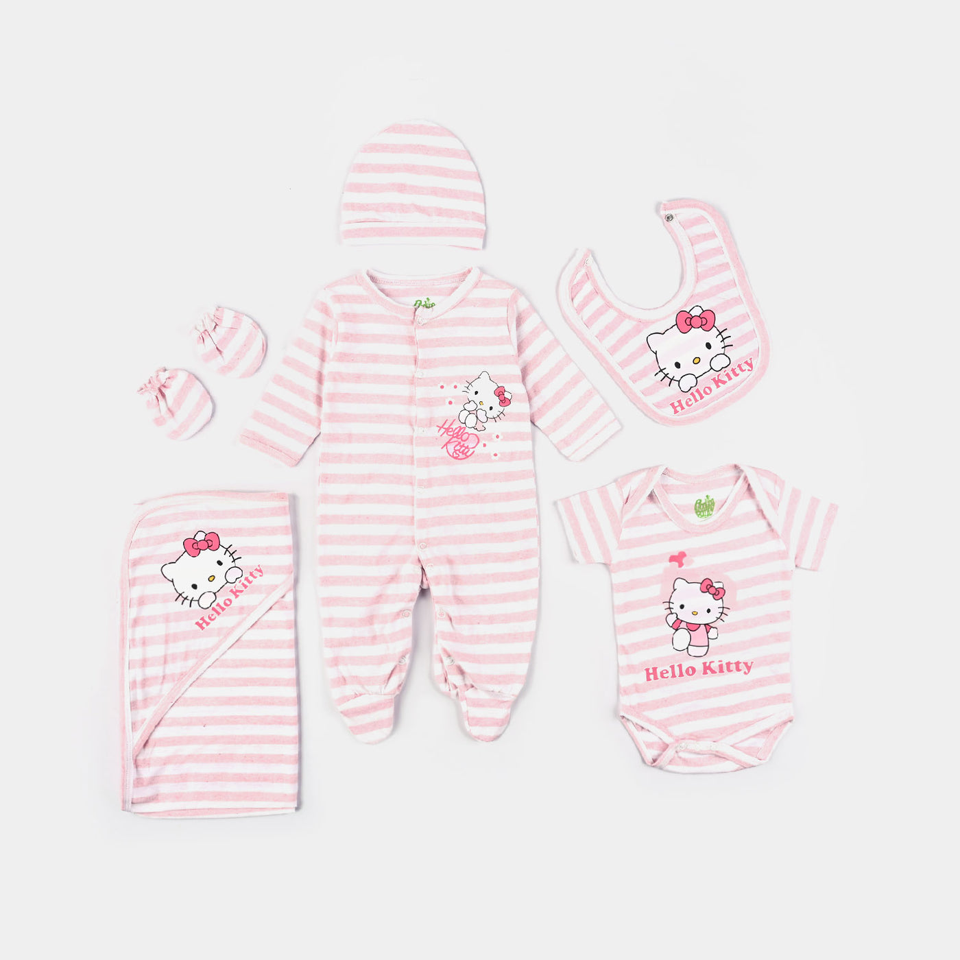 Infant Unisex Cotton Jersey 6 Piece Set Character-Pink