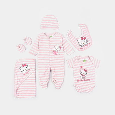 Infant Unisex Cotton Jersey 6 Piece Set Character-Pink