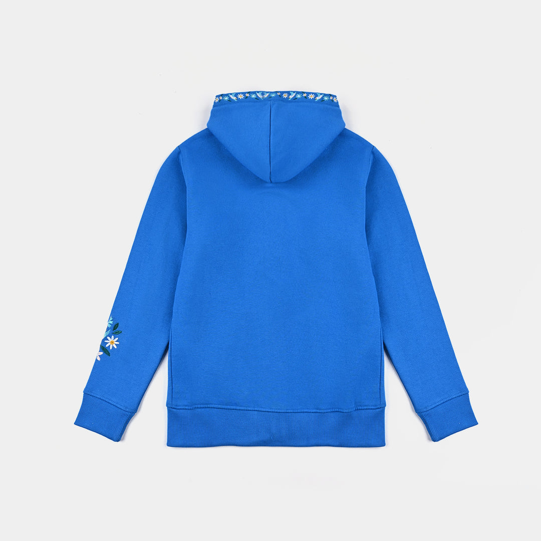 Girls Fleece Knitted Jacket Happiness-Blue