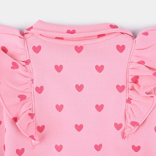 Girls Fleece Knitted Jacket Hearts-Candy Pink