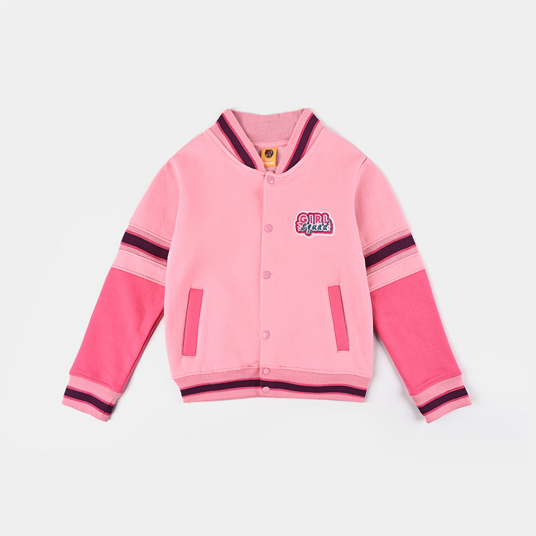 Girls Fleece Knitted Jacket Girls Squad-Candy Pink