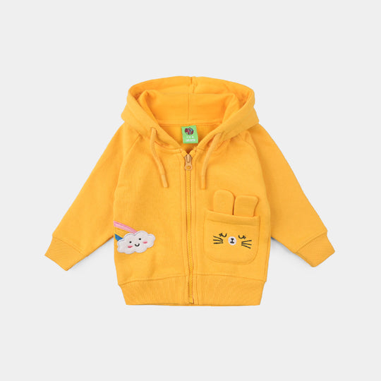 Infant Girls Fleece Knitted Jacket Cloud-Citrus