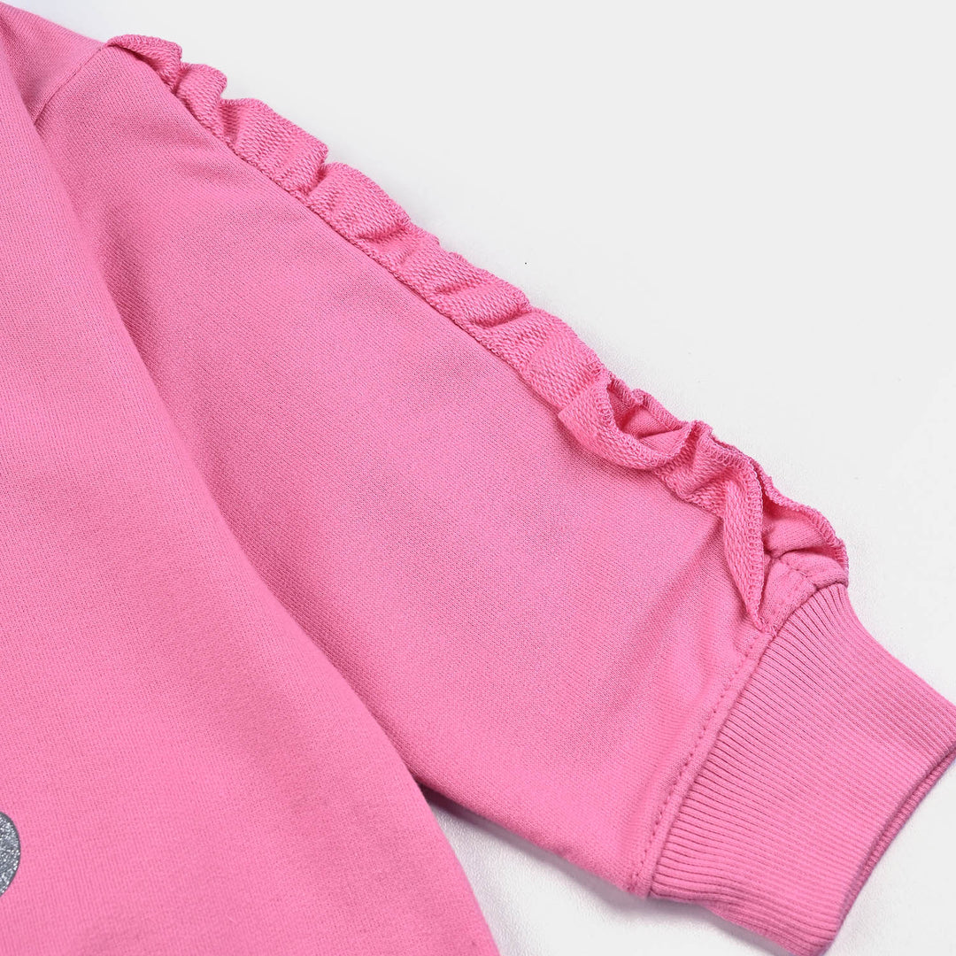 Girls Cotton Terry Sweatshirt Love What You Care-Sachet Pink