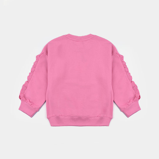 Girls Cotton Terry Sweatshirt Love What You Care-Sachet Pink