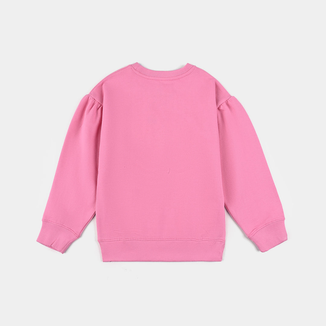 Girls Cotton Terry Sweatshirt Happiness-Sachet Pink