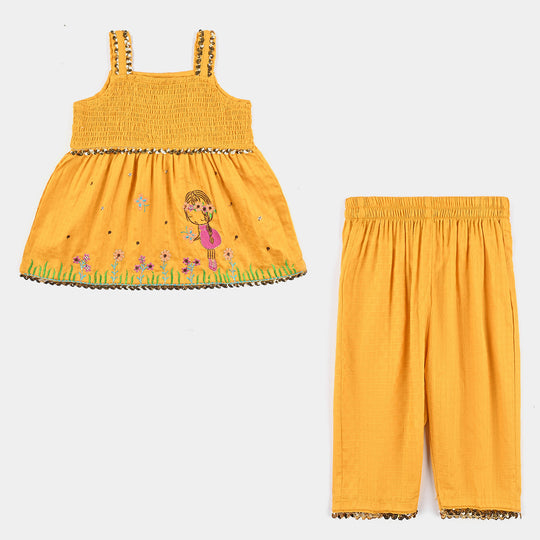 Infant Girls Jacquard 2 pcs Little Garden-Mustard