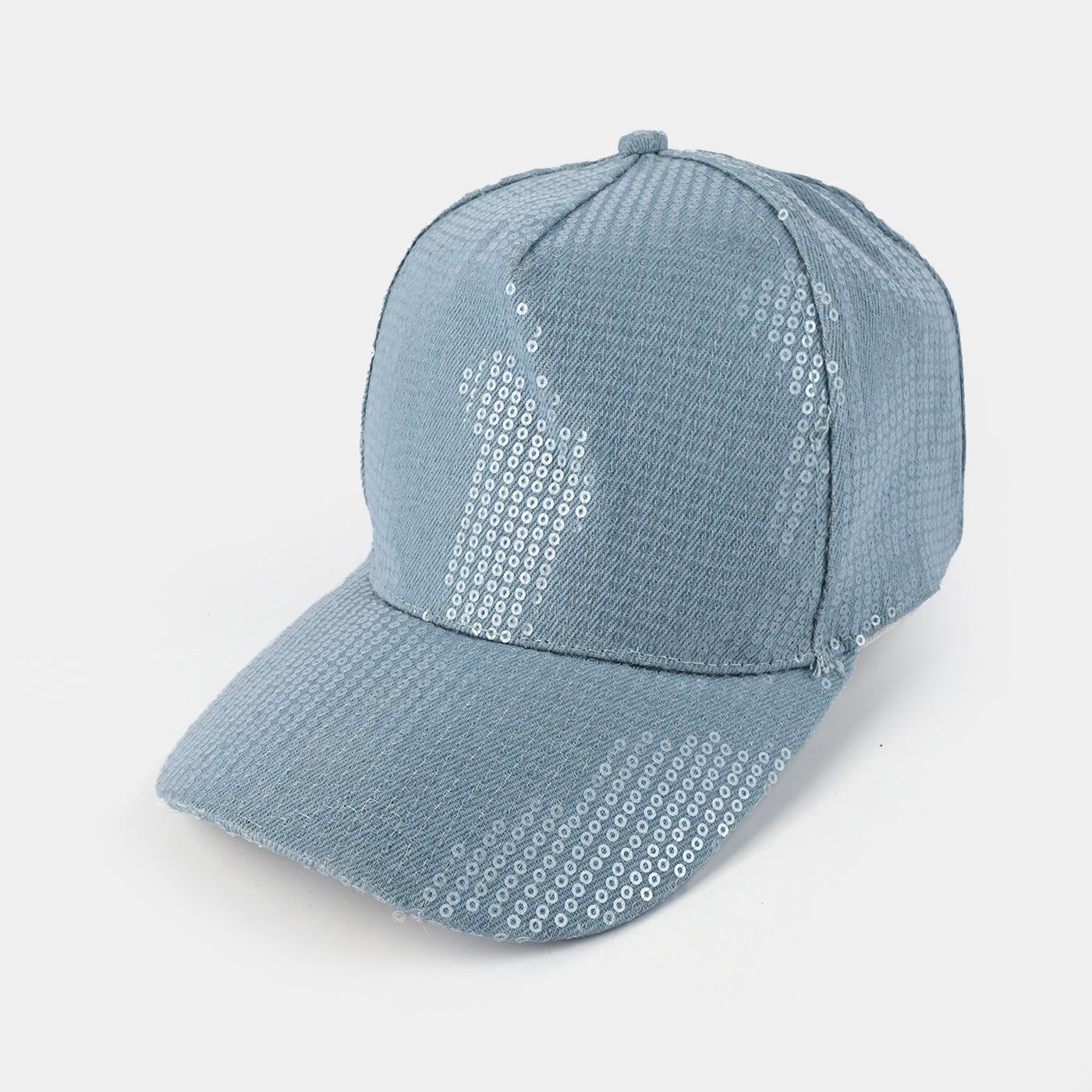 Girls Denim Viscose Sequence Cap-LT.Blue