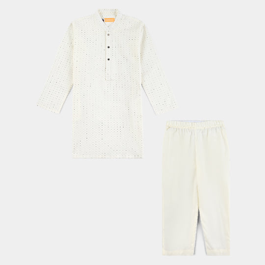 Boys Poly Viscose Shalwar Suit-Cream