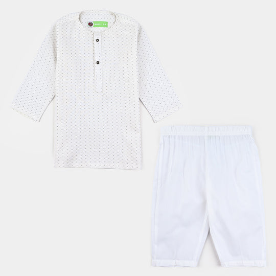 Infants Boys Poly Viscose Shalwar Suit-OFF-White