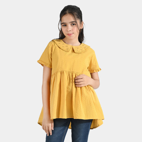 Girls Emb Top Mari Gold-Mustard