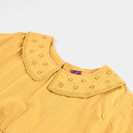 Girls Emb Top Mari Gold-Mustard