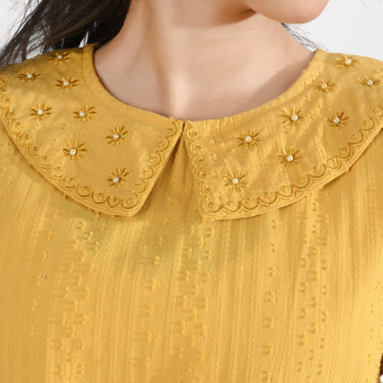 Girls Emb Top Mari Gold-Mustard