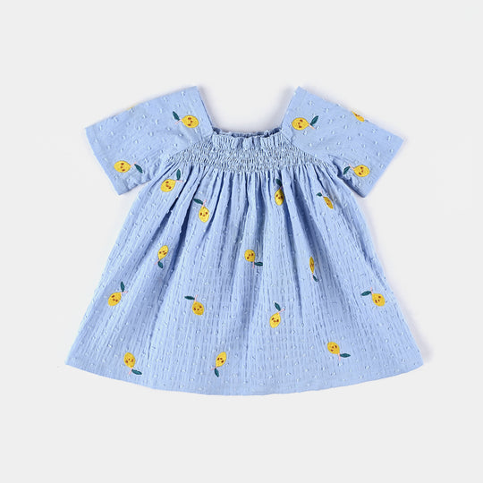 Girls Emb Top Lemon-Blue