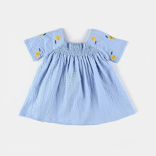 Girls Emb Top Lemon-Blue