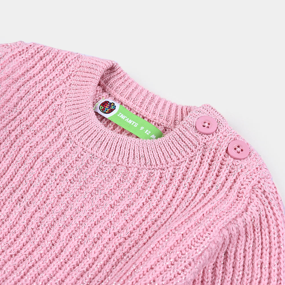 Infant Girls Knit Sweater Cable Lurex-Pink