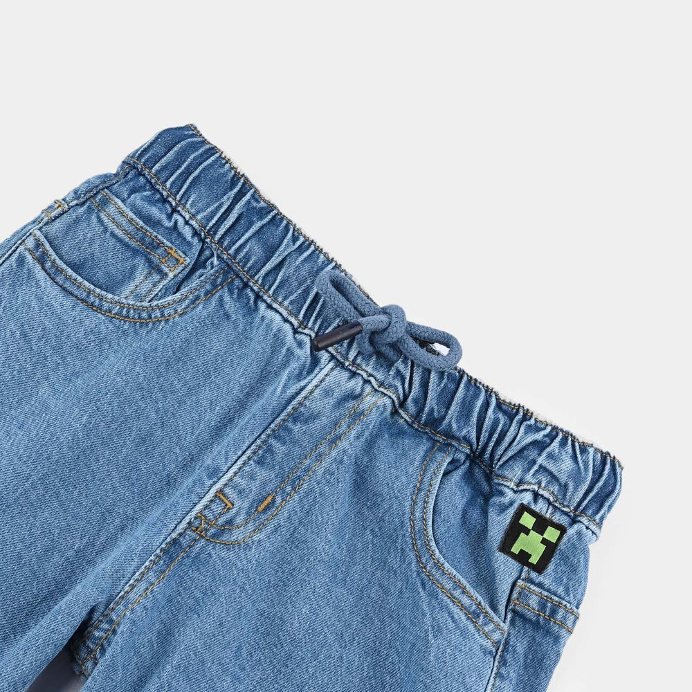 Boys Denim Stretch Pant-Mid Blue