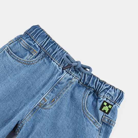 Boys Denim Stretch Pant-Mid Blue