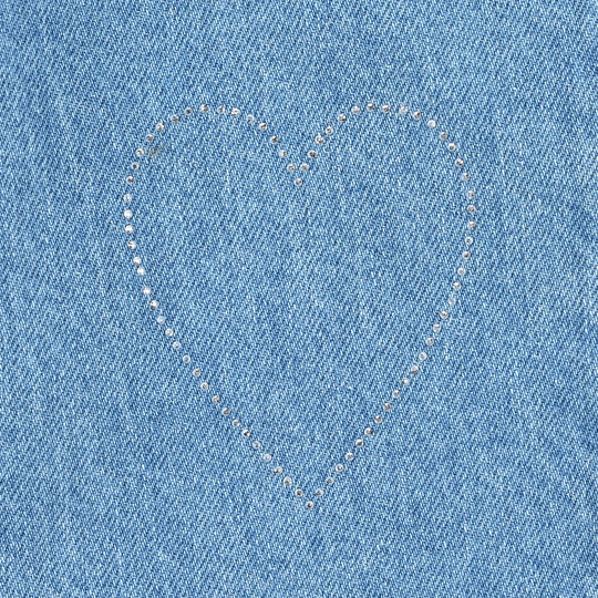 Girls Denim Pant Hearts And Studs-Ice Blue