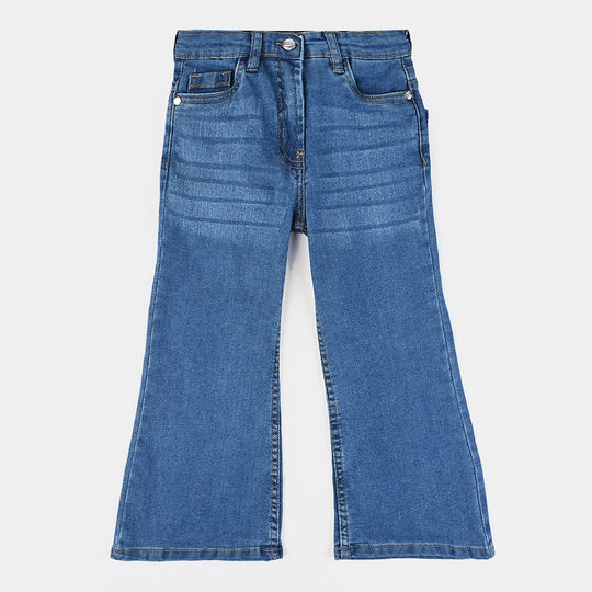 Girls Denim Stretch Pant Basic BooT Cut-Mid Blue